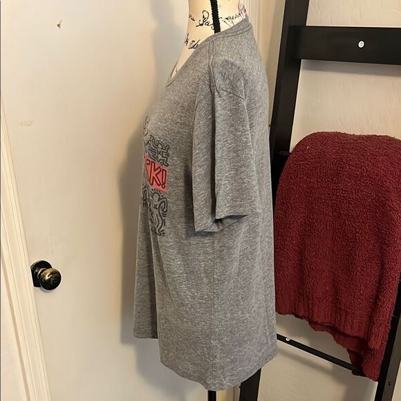 Junk Food Crack Is Whack Keith Haring Gray Graphic Pullover T-Shirt - Picture 4 of 9